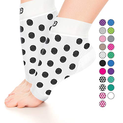 Go2 Plantar Fasciitis Socks|Best Ankle Compression Brace 22-25 mmHg|Arch Support Joint Heel Pain Relief|Foot Sleeves for Women and Men Reduce Swelling|Relieve Achilles Tendonitis(2p WB Plka Small) (Best Way To Treat Achilles Tendonitis)