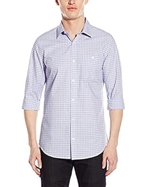 Calvin Klein Men's Cool Tech Ombre Dobb Check Shirt, Deep Periwinkle, Small