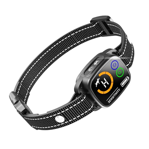 Bark Collar Smart Collar for Dog Training(No Shock),Automatic Anti Barking Collars with 6 Sensitivity,3 Adjustable Modes Beep and Vibration,IP67 Waterproof Rechargeable for Small Medium Large Dogs