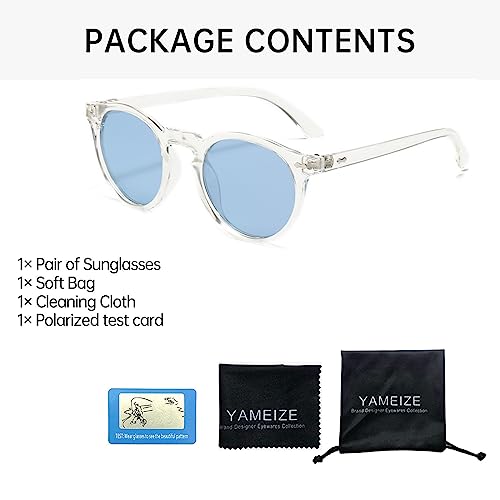 YAMEIZE Polarized Sunglasses Round Oval Retro Vintage Tinted Glasses Fashion Classic for Men Women UV Protection 400