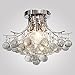 LOCOÂ Chrome Finish Crystal Chandelier with 3 Lights, Mini Style Flush Mount Ceiling Light Fixture for Study Room/Office, Dining Room, Bedroom, Living Room