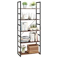 Homfa Bookshelf Rack 5 Tier Vintage Bookcase Shelf Storage Organizer Modern Wood Look Accent Metal Frame Furniture Home Office