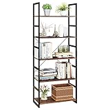 Homfa Bookshelf Rack 5 Tier Vintage Bookcase Shelf Storage Organizer Modern Wood Look Accent Metal Frame Furniture Home Office
