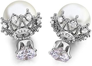MALANDA brand fashion imitation-pearls stud earrings for women with excellent zircon earrings jewelry (white gold plated)