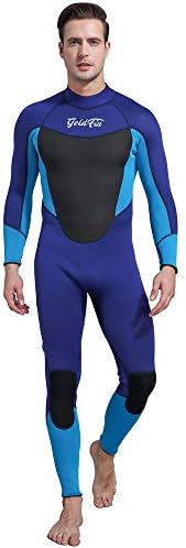 GoldFin Full Wetsuits 3mm Neoprene Wetsuit, Back Zip Long Sleeve for Diving Surfing Snorkeling-One Piece Wet Suit for Men Women