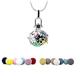 Aromatherapy Essential Oil Diffuser Necklace 7 Lava Stones and 7 Felt Balls 24