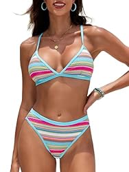 ZAFUL Women's Colorblock Stripes Triangle Bikini