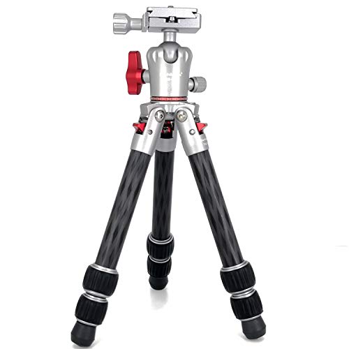 Koolehaoda Portable Carbon Fiber Mini Tripod with 360° Ballhead Lightweight Compact Tabletop Tripod Max Load 22lbs/10kg for DSLR Camera,Weighs only 1.15 pounds - (TKS-193C)