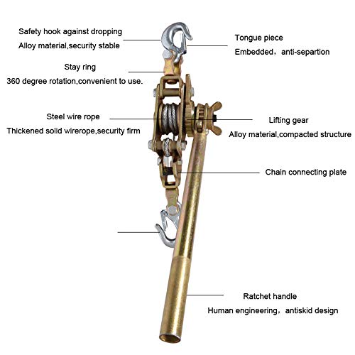 2 TON Hand Puller Come Along Cable Hoist 2 Hooks Heavy Duty COMEALONG - Image 2