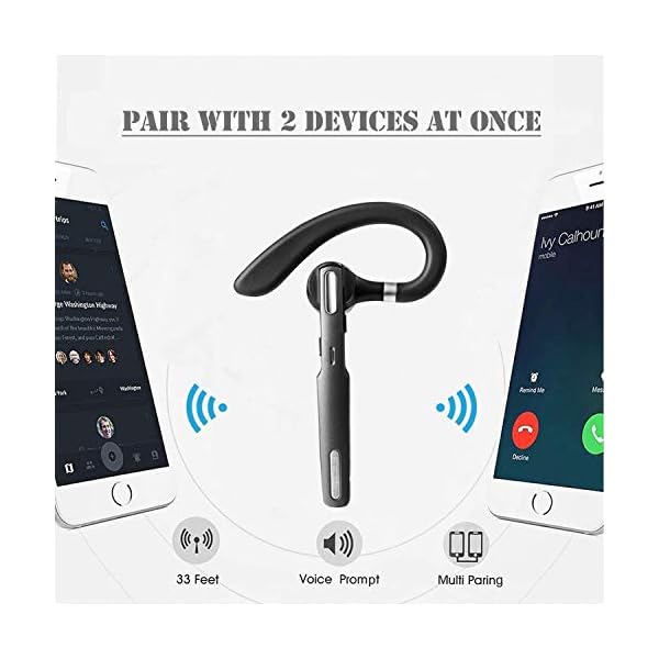 Bluetooth Headset, Wireless Bluetooth Earpiece V4.1 HandsFree Earphones with Builtin