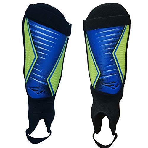 Rawxy Football Soccer Shin Guards with Exceptional Flexible Soft Light Weight - Great for Boys Girls Junior Youth(Blue Yellow, Small and Middle)