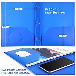 KTRIO Plastic Pocket Folders with Prongs, 5 Pack 2