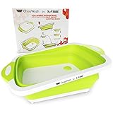 ChopWash by M KITCHEN WORLD Collapsible Dish Tub | Cutting Board | Chopping & Slicing | Washing Bowl with Own Plug for Drainage | Easy Storage | 3 in 1 Multipurpose Multifunctional Kitchen Gadget