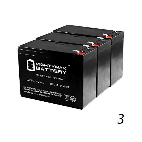 Mighty Max Battery 12V 10AH Battery Replaces APC RBC110, RBC24, RBC1, BE500R - 3 Pack Brand Product