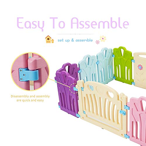 TCBunny Baby Playpen - 12 Panel Safety Play Yard - Kids Activity Center, Indoor and Outdoor (Multicolour, Classic Set 12 Panel) - Thumbnail 3
