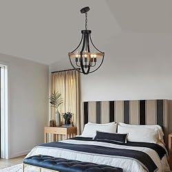 CWarmozy 16.5" Black Rustic Chandelier for Dining