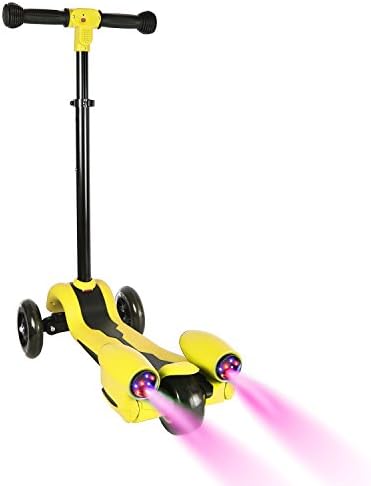 PUAI Kick Scooter for Kids, Atomizing Kid Scooters with LED Light Up Wheels, Rocket Sprayer and Sound Effect, Adjustable Height