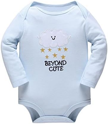 Yatong Baby Long Sleeve Bodysuit for Boys and Girls Onesies Baby Romper (6-12 Months, Blue)