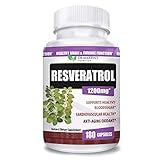 Extra Strength 100% Pure Resveratrol 1200mg - 180 Capsules - 3 Months Supply | Antioxidant Supplement | Natural Trans-Resveratrol Pills | for Anti-Aging, Heart Health, Immune System & Brain Function