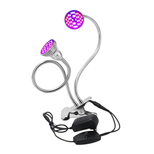 Led Grow Light Bulb Full Spectrum – LVJING 60W Dual Head Indoor Plant Lamp – Clip Desk Light with 360 Degree Flexible Adjustable Gooseneck for Office Home Garden Aquatic Plants Flowers Veg Seedling