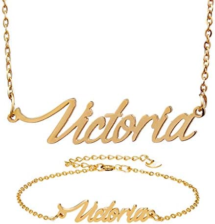 AIJIAO Personalized Nameplate Necklace Pendant My Name Custom of Stainless Steel for Women/Men Gift