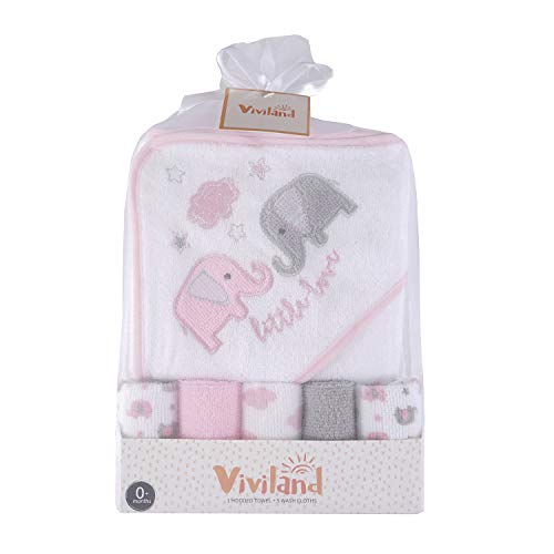 Baby Hooded Bath Towel, Super Soft Thick Absorbent Bath Towel and Washcloth for Infant and Toddler, Perfect Baby Shower Gift, 6 Pack