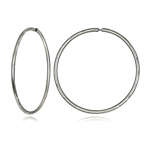 Hoops & loops 14k white gold 0.8mm thick diamond cu…