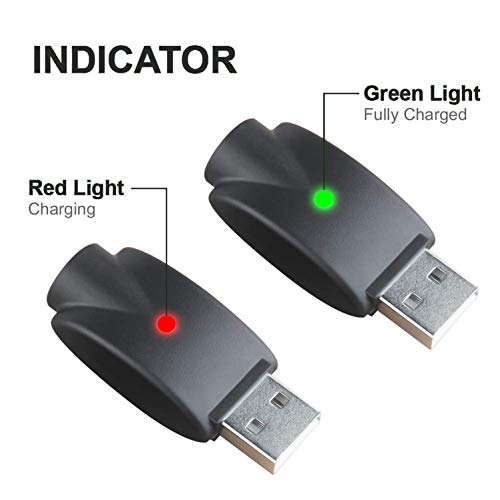 510-Charging USB Threaded Charger Intelligent Overcharge Protection for USB Adapter Devices with LED Indicator, Compatible with Standard 510 Threaded Device USB Charger Cable (Black) (2 Pack)