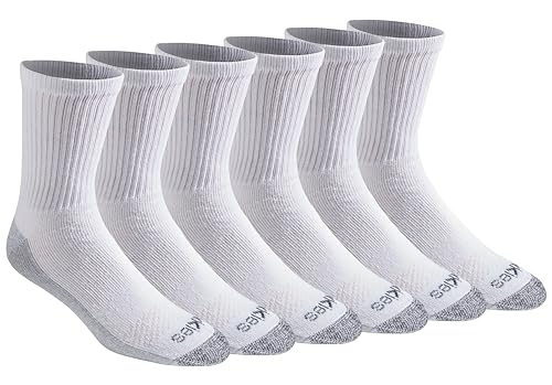 Dickies Herren Dri-tech Feuchtigkeitsregulierende Mid-Crew, Bequeme Länge, Erhältlich in M-XL (6, 12 Paar) Socken, Comfort Length White (6 Pairs), Medium (6er Pack)
