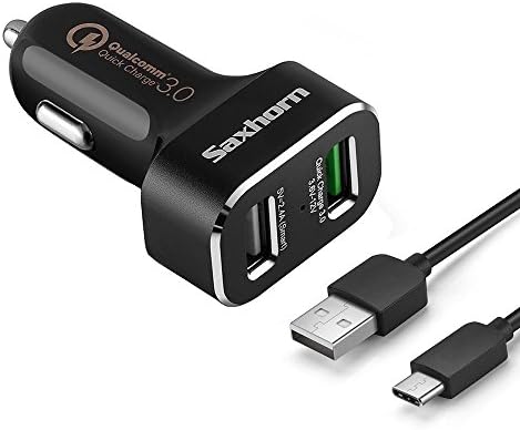 Quick Charge 3.0 Car Charger for Samsung Galaxy S8/S8 Plus, LG G6/G5, HTC 10 with 3.3ft USB Type C Cord