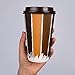 Hornbit Disposable Coffee Cups with Lids and Coffee Stirrers (Set of 50) - 16 oz Ripple Wall Insulated Hot Paper Coffee Cups - Stylish Grande Cup Size for Hot and Cold Drinks (16 oz, Shades of Brew)