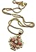 Nazareth Store Gold Plated Silver Catholic Jerusalem Cross Pendant Red Garnet Crystal Stone Necklace 20