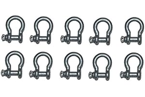 MarineNow 3/8" US Type Galvanized Bow Shackle with Over Size Screw Pin for Anchor, Towing, Off Road Recovery (3/8" with 7/16" Pin 1500 lb WLL) Hot Dipped Galvanized