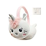 Kids Girls Unicorn Horn Fleece Earmuff Earwarmer Plush Scarf Adjustable Winter Ear Muffs for Children 3-14 Years