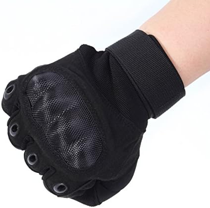Motorcycle Tactical Gloves Shooting Gloves Rubber Hard Knuckle Mitten for Outdoor Motorbike Cycling Hunting Camping (Full Finger with Hard Knuckle, Black - 3)