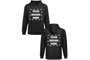Usocik Custom Design Hoodie, Personalized Black Drawstring Pullover Sweatshirt with Front Pocket, Unisex Streetwear