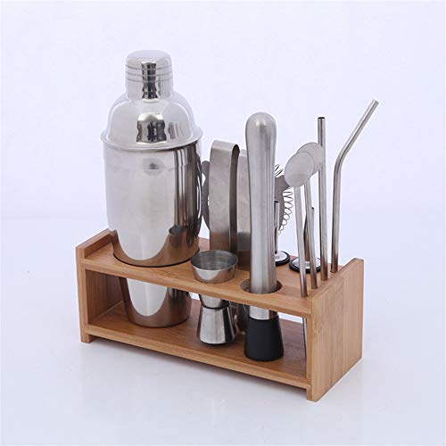 LERDBT Kochgeschirr-Wäscheständer Cocktail Shaker Set 11-teilig Bar-Set mit Bambus-Stand Heim Bartending Kit mit Stab… – Bild 3