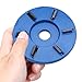 Six Teeth Power Wood Carving Disc Tool Milling Cutter, Woodworking Turbo Tea Tray Digging Wood Carving Disc Tool Milling Cutter for 16mm Aperture Angle Grinder Blue