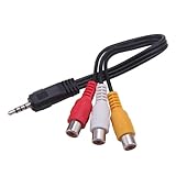 HDE 3.5 mm to Triple RCA Audio/Video AV Female Composite Stereo Splitter Cable Adapter