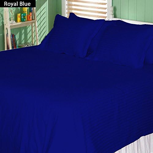 Nile Bedding Collection Luxury Hotel Bed Sheets Egyptian Cotton 600 TC 4PCs Sheet Set 15 Inches Deep Pocket Royal Blue Striped King Size (1 Fitted sheet,1 Flat Sheet &amp; 2 Pillowcover)