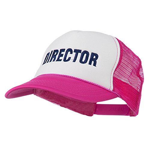 Director Embroidered Foam Mesh Back Cap - Hot Pink White OSFM