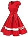 Gardenwed Women's 1950s Rockabilly Cocktail Party Dress Retro Vintage Swing Dress Cap-Sleeve V Neck