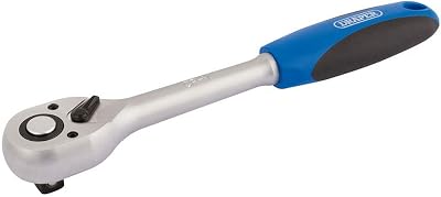 Draper 1/2" 72T Reversible Soft Grip Ratchet Wrench Torque Socket Tool Blue
