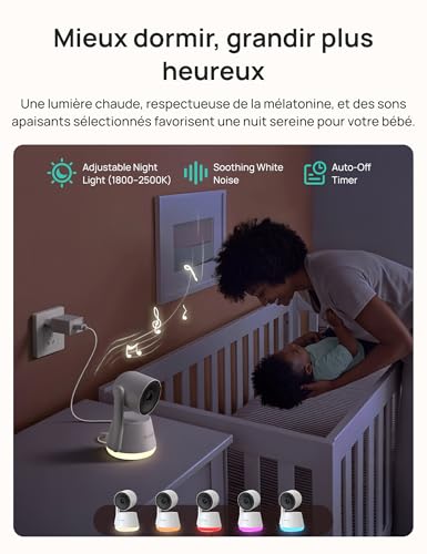 Dr.Care LumiView Plus WiFi Baby Monitor with 2 Cameras - 5.5" 1080P & 2K Display, 5000mAh Removable Battery, Privacy Mode, RGB Night Light, HD Night Vision, Crying & Motion Alert
