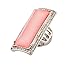 LUX ACCESSORIES Pink Rectangle Stone Pave Crystal Cocktail Statement Stretch Ring