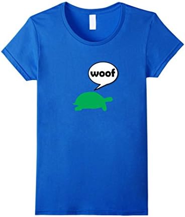 Women's Woof Tortoise T-Shirt barking turtle funny nerd shirt Medium Royal Blue