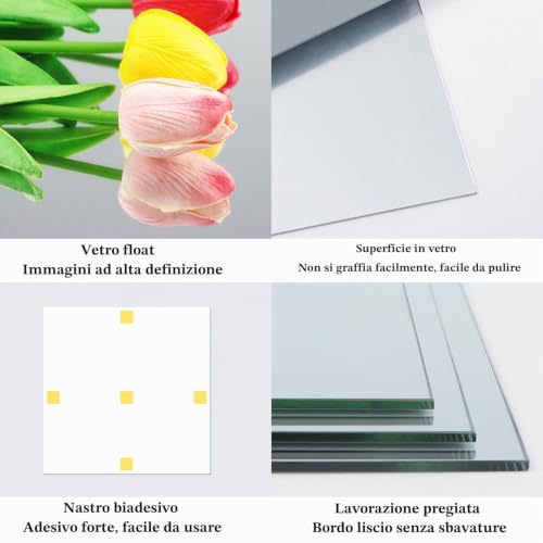 QEEYON 6 Pieces Glass Mirror 15 x 15 cm, Self-Adhesive Mirror Tiles, HD DIY Mirror Sticker for Wall, Wardrobe, Bathroom, Living Room, Bedroom Decoration