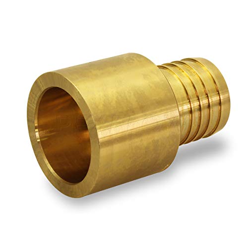 Pexflow PSFA1234-5 Female Sweat Copper Adapter X Pex Barb Pipe Fitting, 1/2 x 3/4, Brass, 5 pack