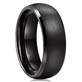King Will Black Tungsten Ring 8mm Brushed Matte Finished Domed Design Wedding Band Size 7-14
