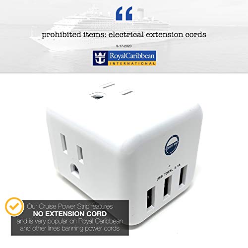 Cruise Ship Power Strip No Surge Cube Outlet Multi Plug [3 Electrical